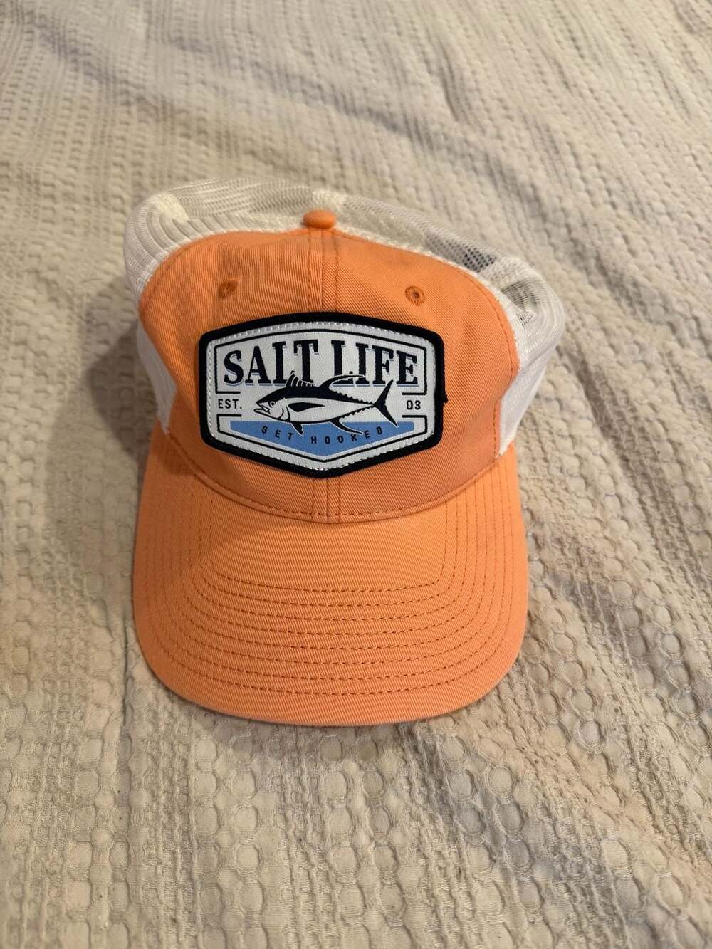 Salt Life Get Hooked Tuna Patch Trucker Mesh Snapback Hat